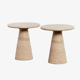 Wholesale Price Living Room Furniture Pair of Mangiarotti style travertine side tables Coffee Tables